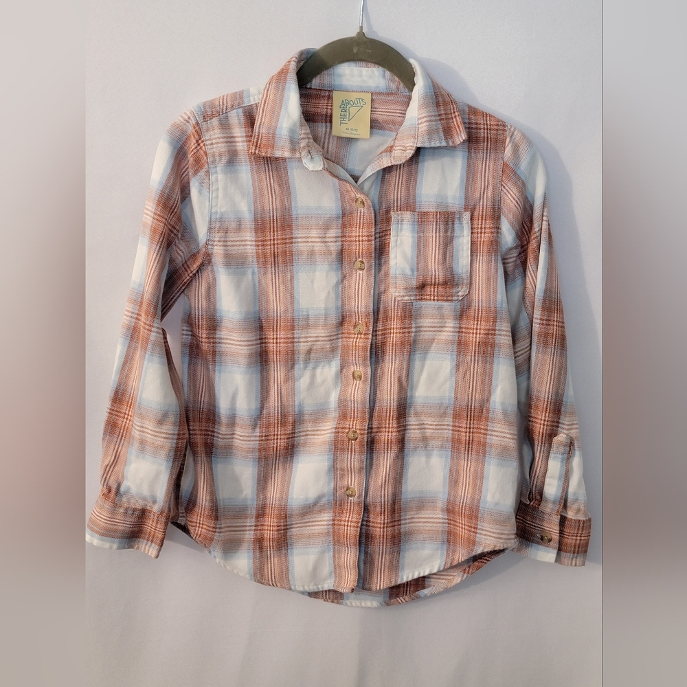 There Abouts Kids Plaid Button-Down Shirt Size M 10/12
